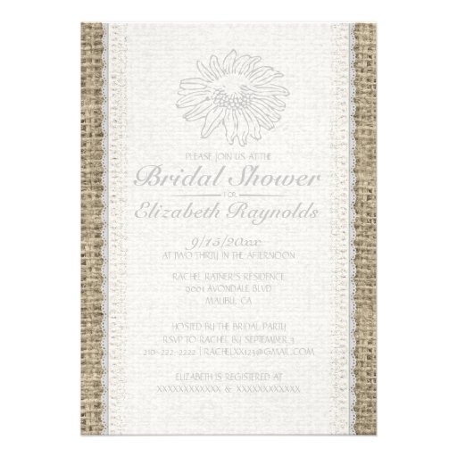 White Vintage Lace Bridal Shower Invitations