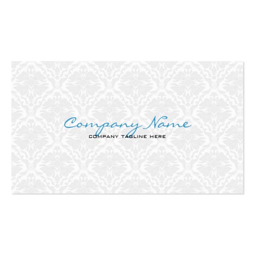 White Vintage Orante Floral Damasks  Pattern Business Card Template