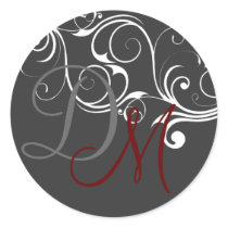 White Vintage Seal Double Monogram Sticker