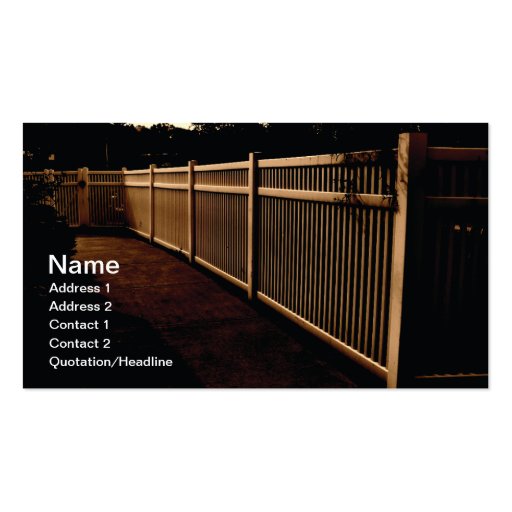 white vinyl outdoor fence business card (front side)