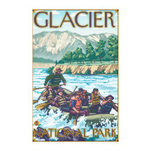 White Water Rafting - Glacier National Park, MT Stretched Canvas Print