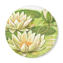 White Waterlilies magnets by mosswood White Waterlilies magnets