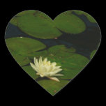 White Waterlily Heart Sticker