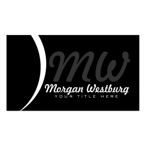 White Wave Professional Monogram Business Cards (front side)