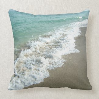 White Waves Crashing on Beach Shore Pillow throwpillow