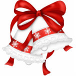 white wedding bells red ribbon photo sculptures