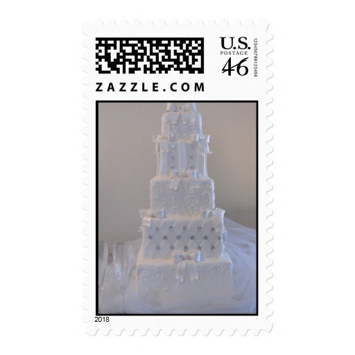 White Wedding Cake Postage Stamp