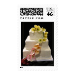 White Wedding Cake with calla lilies Postage Stamps