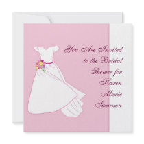 White Wedding Dress - blank back invitations