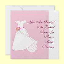White Wedding Dress - blank back invitations
