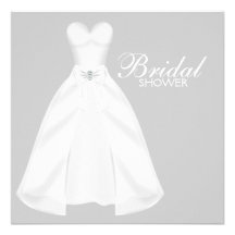 White Wedding Dress Bridal Shower Custom Announcements