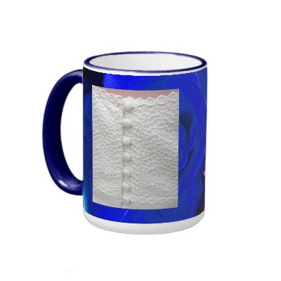 White Wedding Dress With Blue Purple Roses Coffee Mug by colorimages