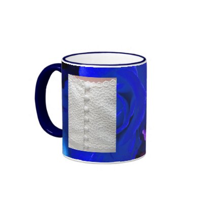 White Wedding Dress With Blue Purple Roses Coffee Mug by colorimages