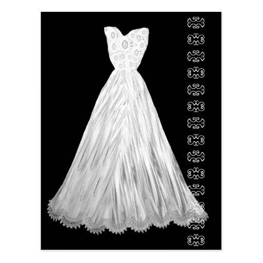 White Wedding Dress with Lace Accent Postcard