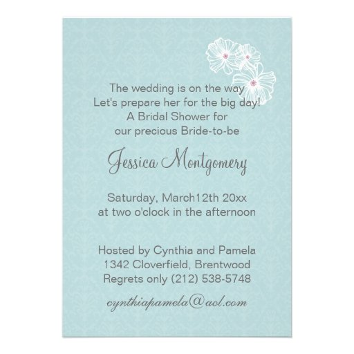 White wedding gown and cake Bridal Shower Invite