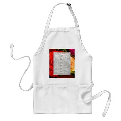 White Wedding Gown Red Yellow Roses Apron by colorimages