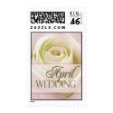 White wedding rose for April invitations postage by aslentz White wedding rose for April invitations postage