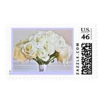 White Wedding Roses Bridal Bouquet Postage