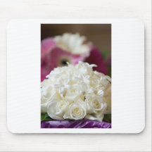 White Wedding Roses Mouse Pads