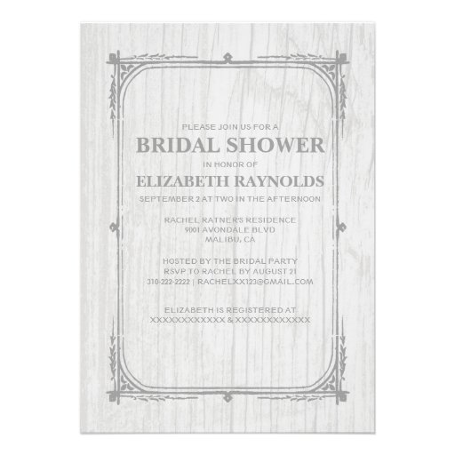 White Western Barn Wood Bridal Shower Invitations