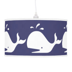 White WHALE on blue background Pendant Lamps