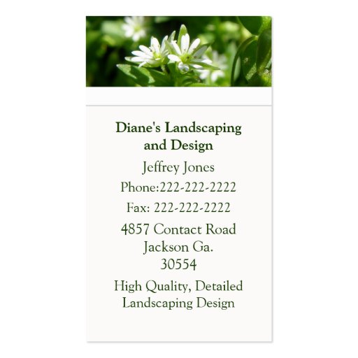 White Wildflower Business Card (front side)