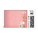 White Wildflower on Pink Wedding Postage Stamp