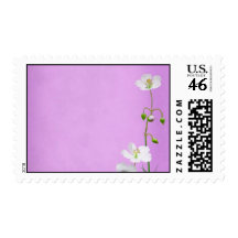 White Wildflower on Purple Wedding Postage
