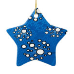 White Wildflowers on Blue Ornament