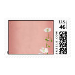 White Wildflowers on Burgundy Wedding Stamps