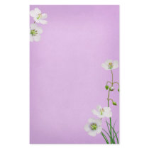 White Wildflowers on Lavender Wedding Personalized Stationery