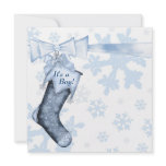 White Winter Blue Snowflakes Baby Boy Shower invitations