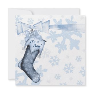 White Winter Blue Snowflakes Baby Boy Shower invitation
