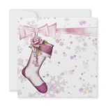White Winter Pink Snowflakes Baby Girl Shower invitations