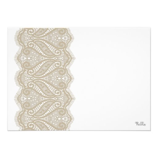 White with Beige Lace Bridal Shower Party Invite