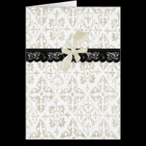 White with Black Lace and White Bow cards