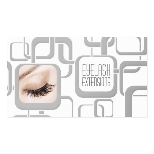 White With Grey Cubes Eyelash Extensions Card Business Card Templates