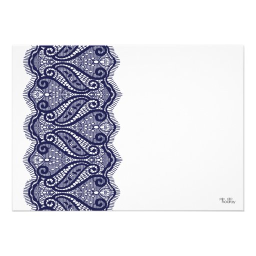 White with Navy Lace Bridal Shower Party Invite