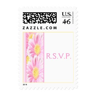 White with Pink Gerbera Daisy RSVP Postage