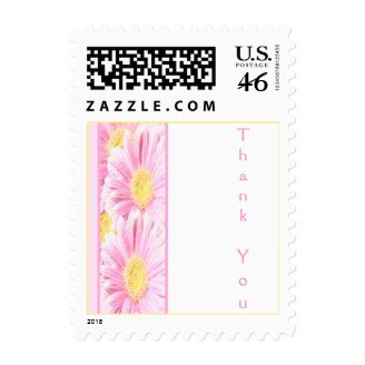 White with Pink Gerbera Daisy Thank You Postage