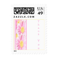 White with Pink Gerbera Daisy Thank You Postage
