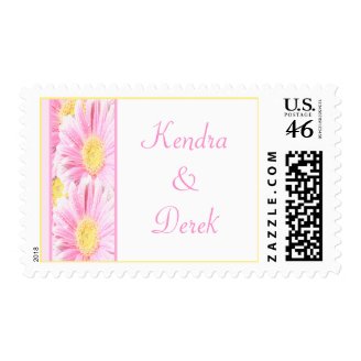 White with Pink Gerbera Daisy Wedding Postage