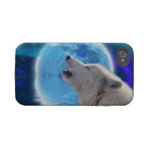 White Wolf & Arctic Moon Wolf-Lover Wildlife Iphone 4 Tough Case