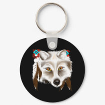 White Wolf Face Keychain