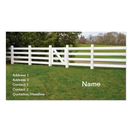 white wooden post fence and gate business cards (front side)