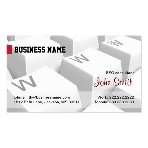 White WWW keyboard Internet Business Card (front side)