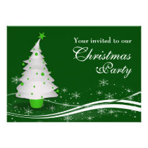 White Xmas Tree & Santa Claus Christmas Party Invitations