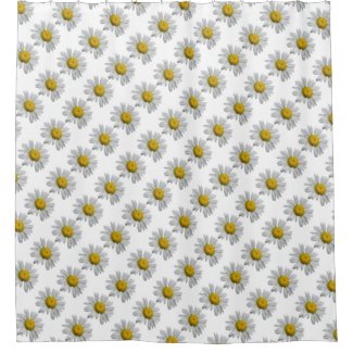 White Yellow Daisy Flowers Floral Shower Curtain