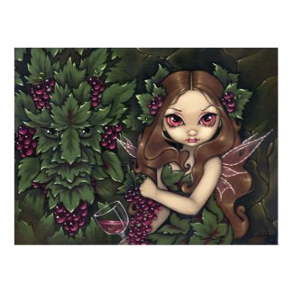 White Zinfandel ART PRINT wine fairy greenman print
