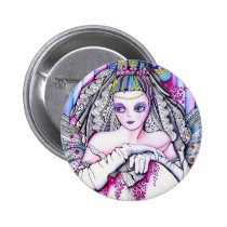 artsprojekt, marriage, painting, folk, bride, beauty, woman, white, bridal, romantic, wedding, girl, valentine&#39;s day, day, valentines, Button with custom graphic design